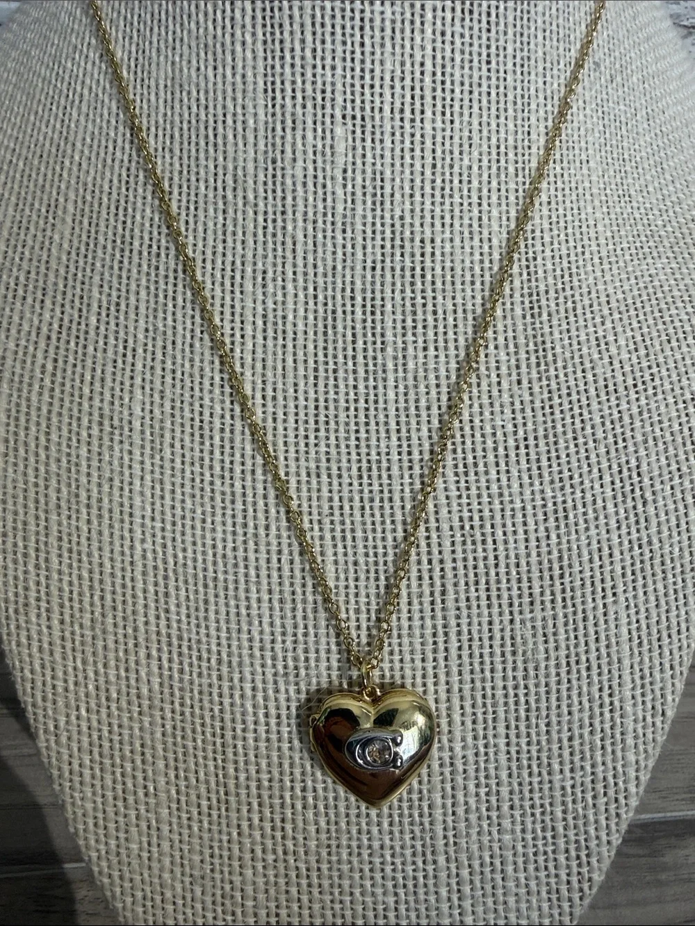 COACH Gold Tone Double Heart Locket Necklace